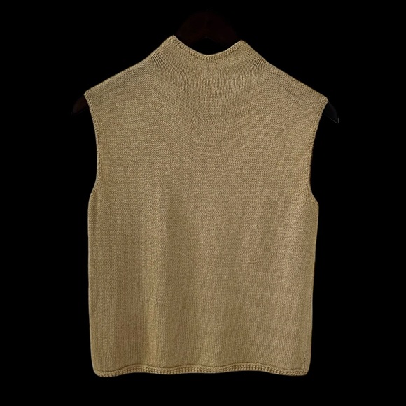 St. John Gold Metallic Sleeveless Knit Sweater Size 2 - Picture 2 of 10